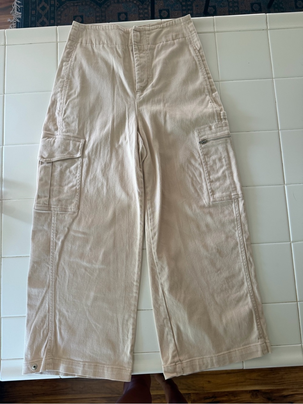 Zara Wide Leg Cargo Pants Blush Pink High Waist Size S
